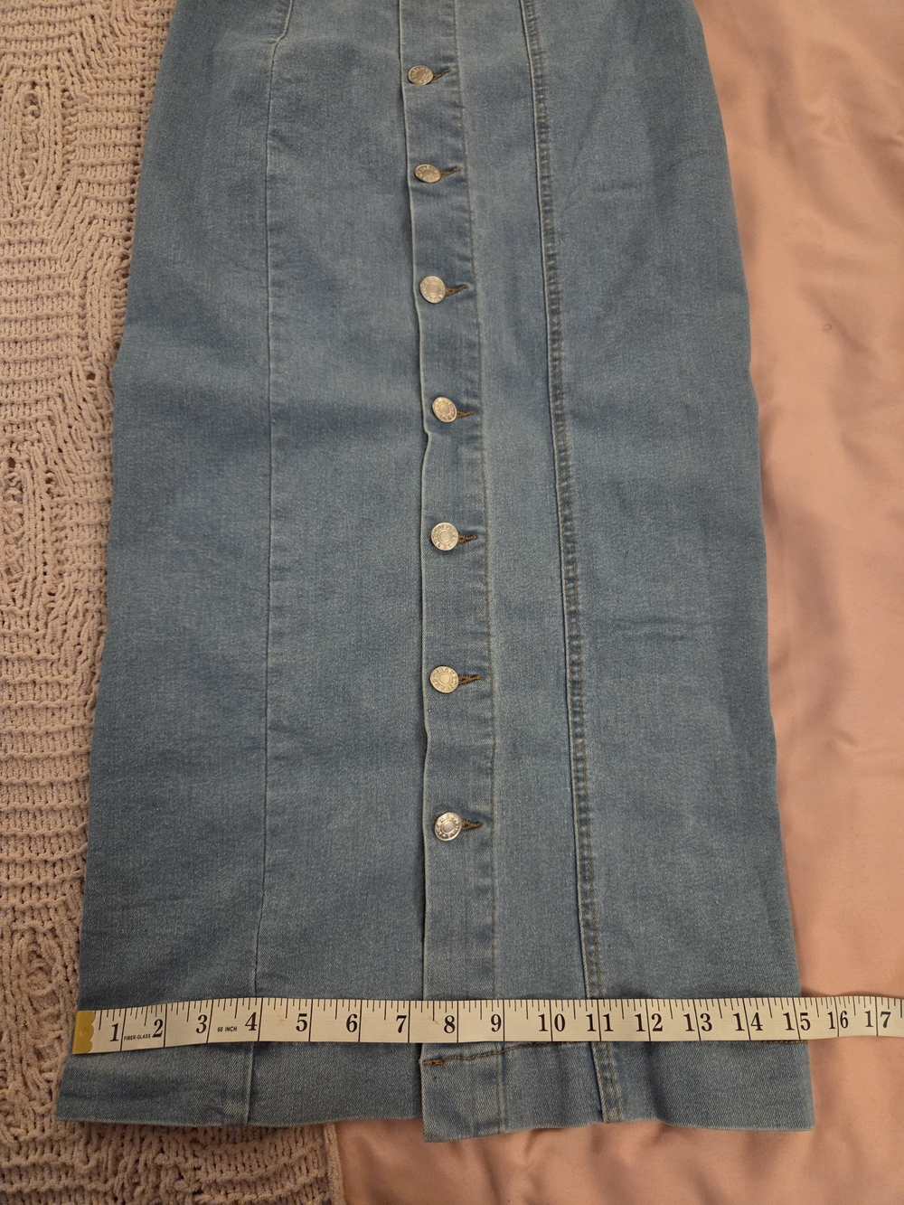 Classic Blue Denim Button-Front Skirt - Blue